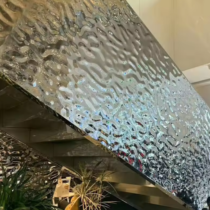 Лист с водяной рябью из нержавеющей стали 316L — декоративные украшения и кухонная тарелка с покрытием из 18-каратного золота